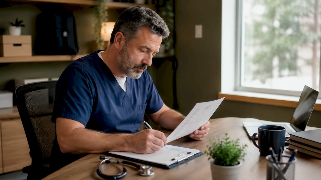 Nurse reviewing advanced access appointment list