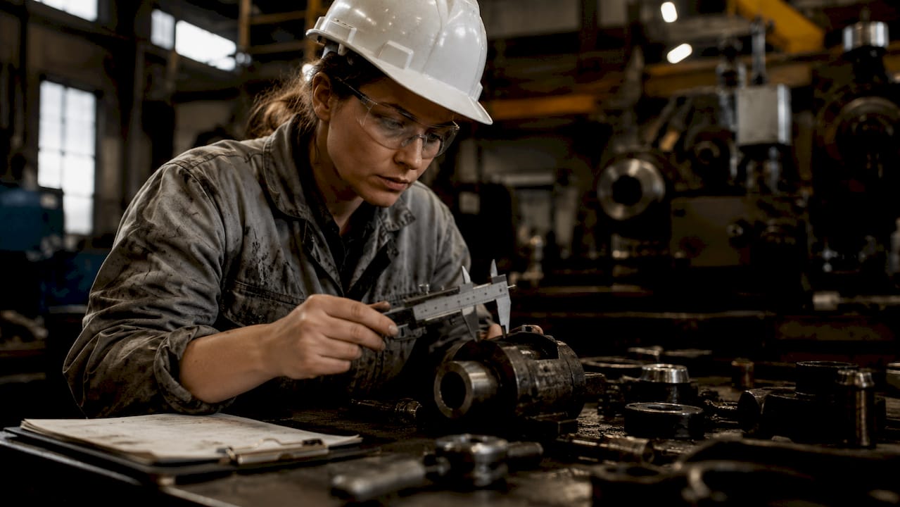 Industrial appraiser measuring machinery pre-auction