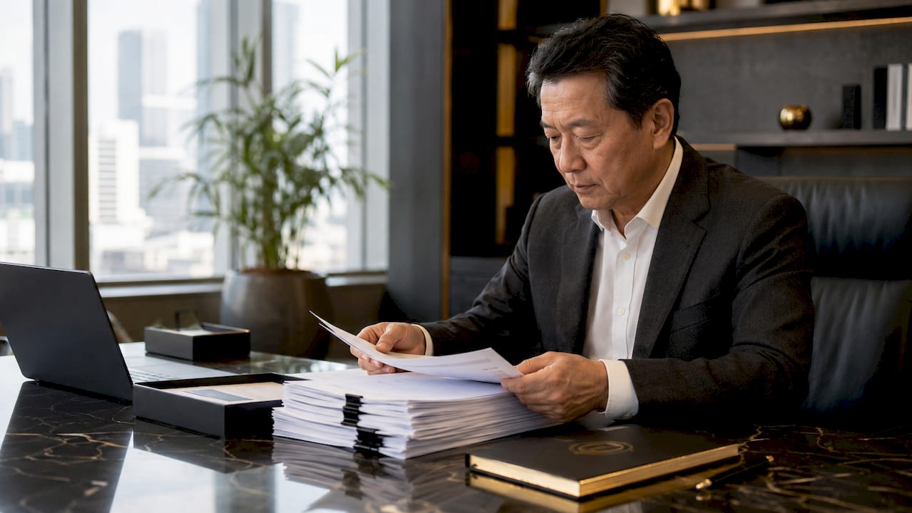 Hands reviewing secured creditor claims documents