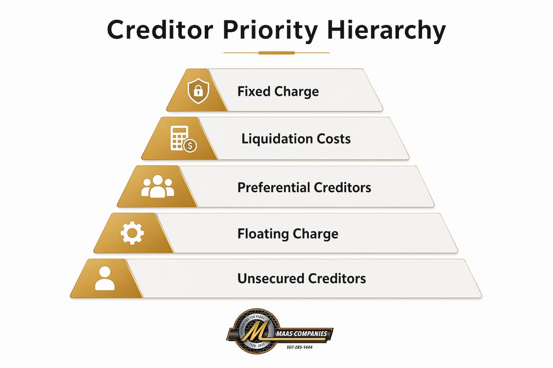 Infographic showing creditor priority hierarchy