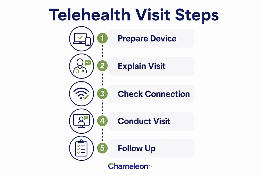 Infographic illustrating telehealth visit steps