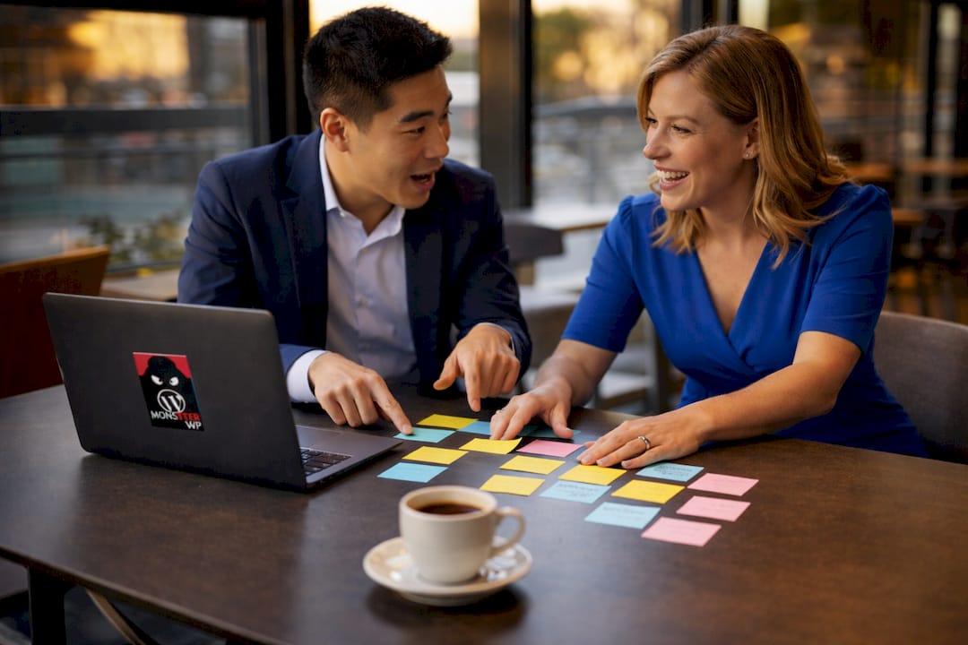 Two lawyers discussing marketing strategy