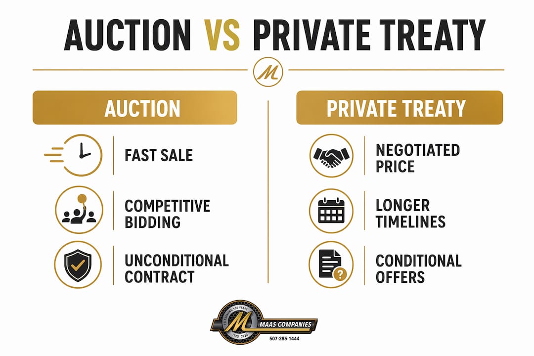 Infographic comparing auction and private treaty sales