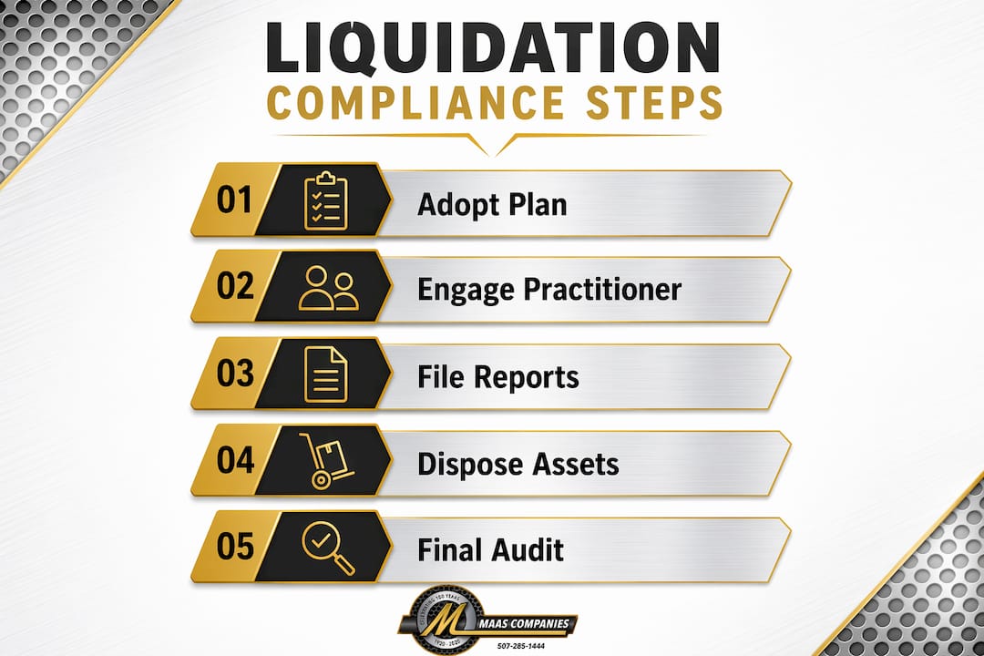 Infographic illustrating liquidation compliance process steps