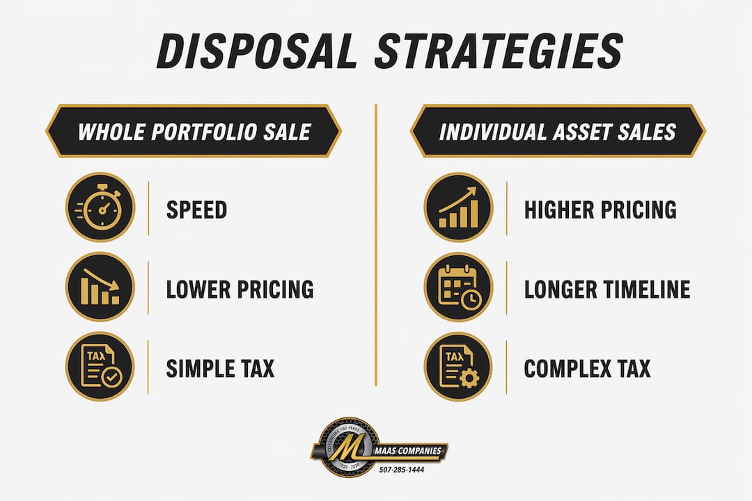 Infographic comparing portfolio vs individual asset sales