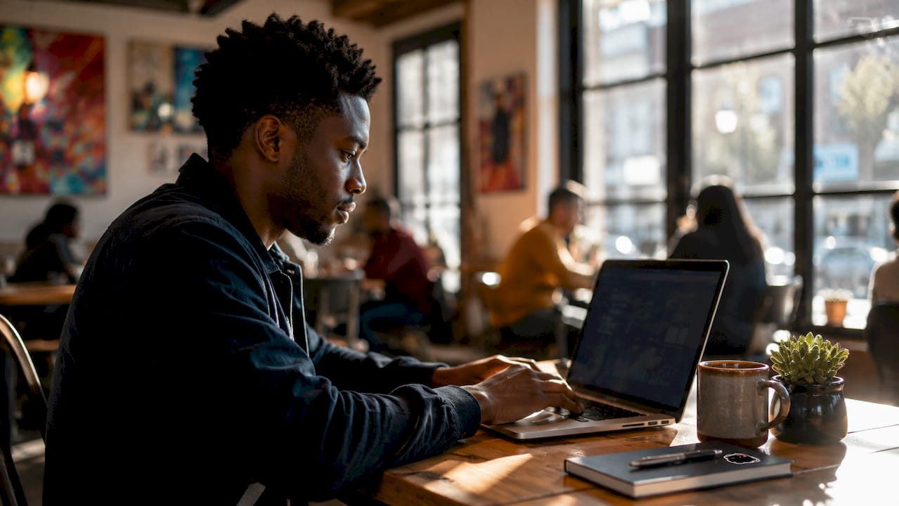 Man typing to analyze search intent