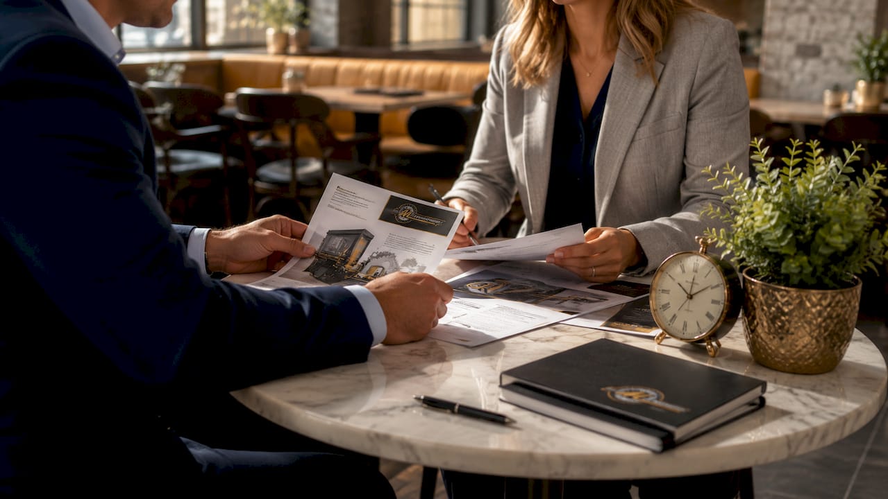 Close-up of hands exchanging documents in meeting room