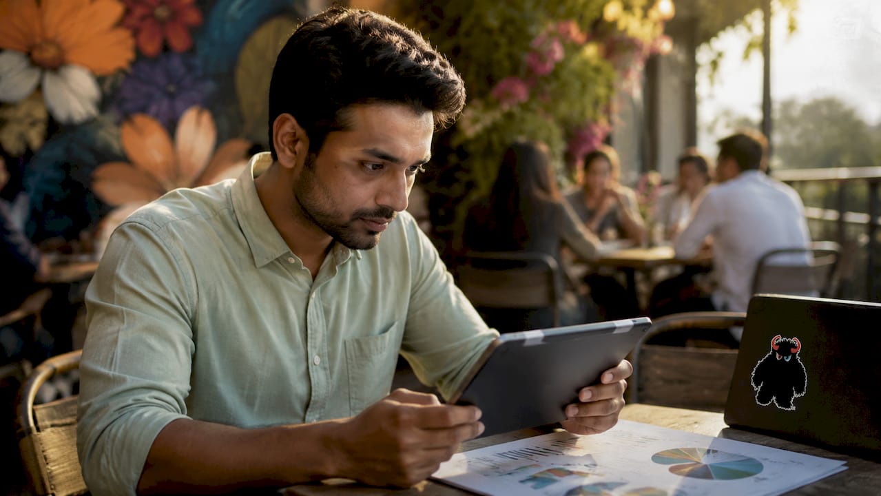 Man reviewing marketing analytics framework