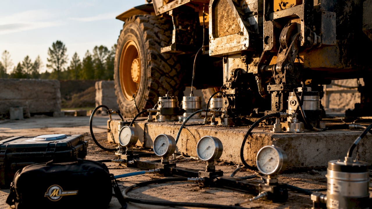 Heavy machinery undergoing load testing at industrial dock