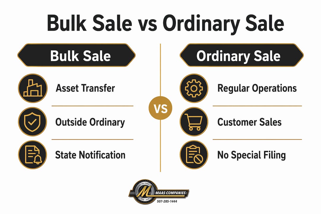 Comparison infographic: bulk sale versus ordinary sale