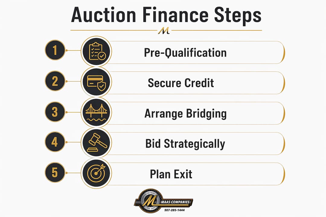 Infographic outlining auction finance process steps