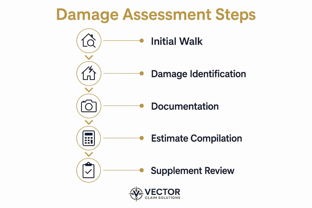 Infographic outlining the steps of damage assessment process