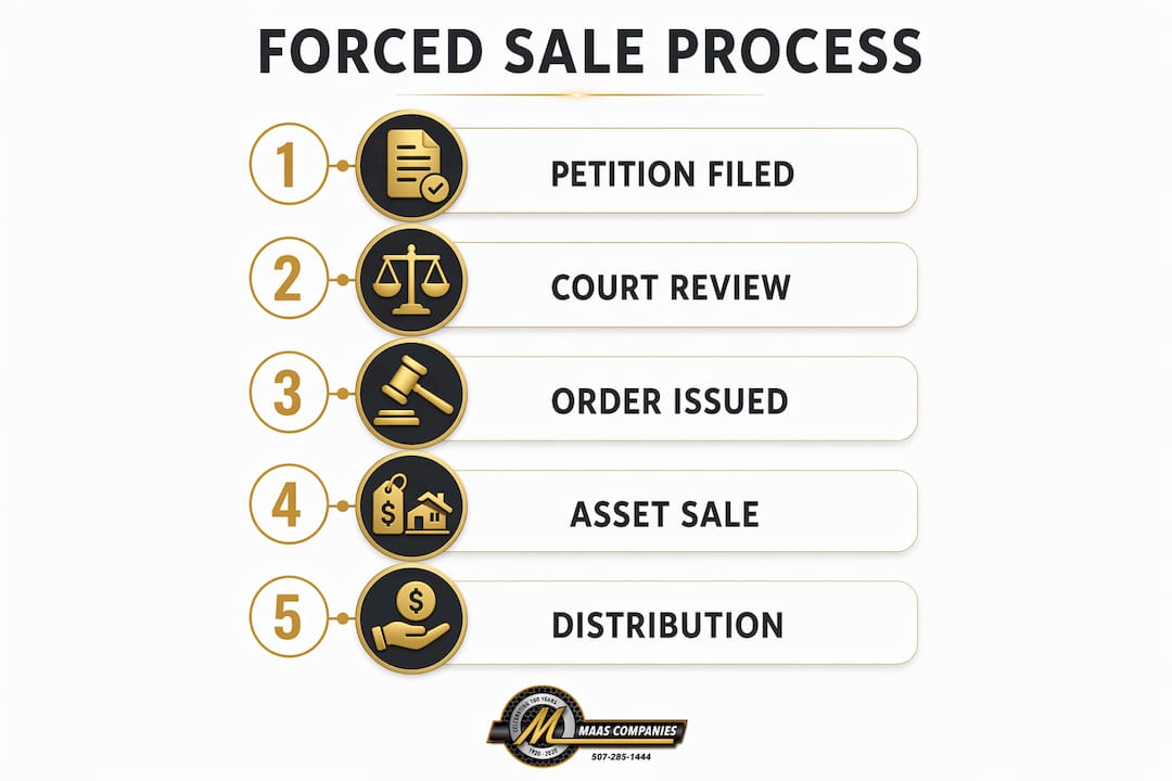 Infographic detailing forced sale process steps