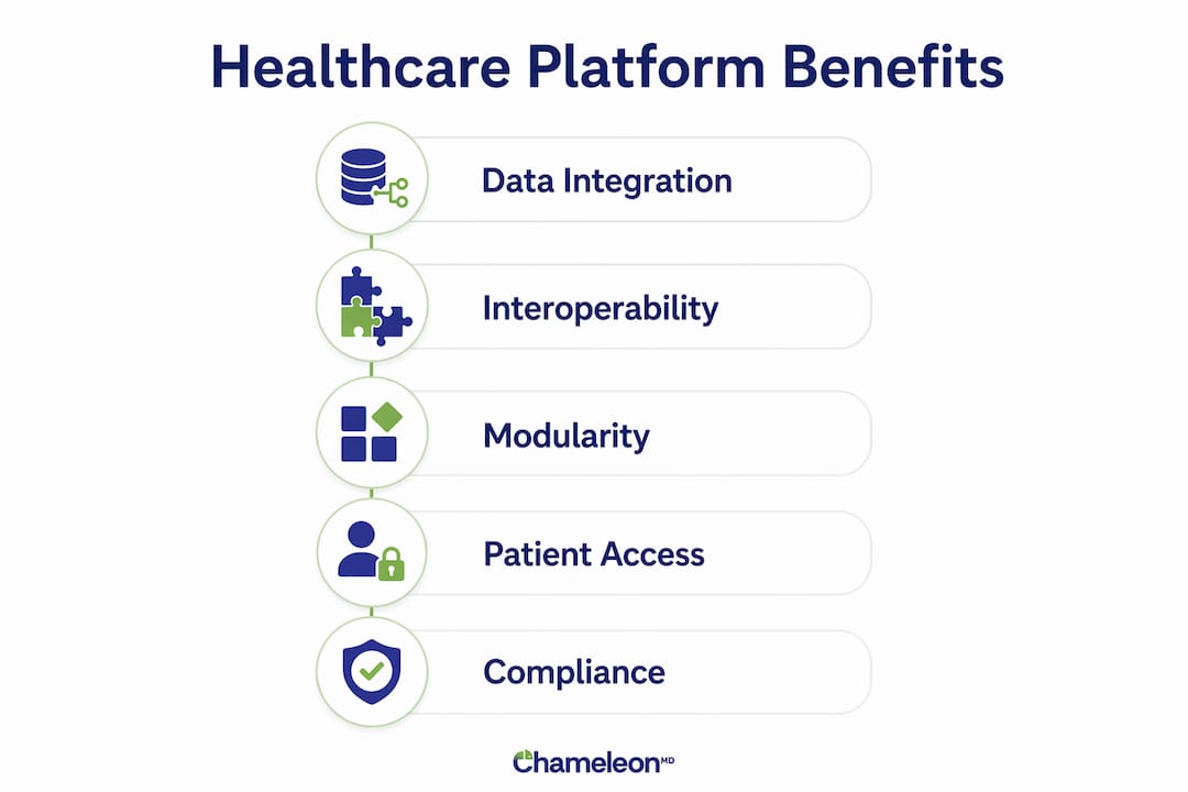 Infographic showing key benefits of healthcare platforms