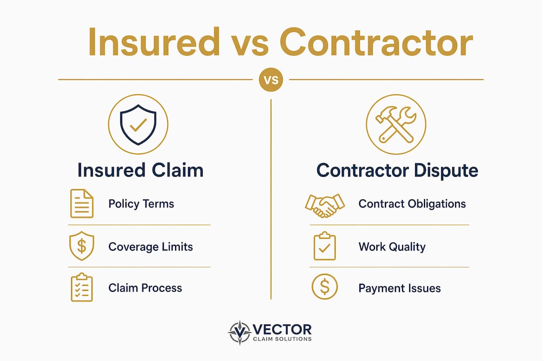 Infographic comparing insured claims and contractor disputes