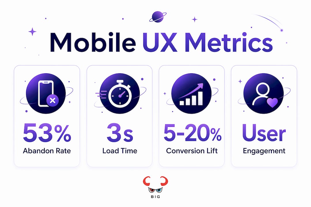 Infographic showing key mobile UX performance statistics