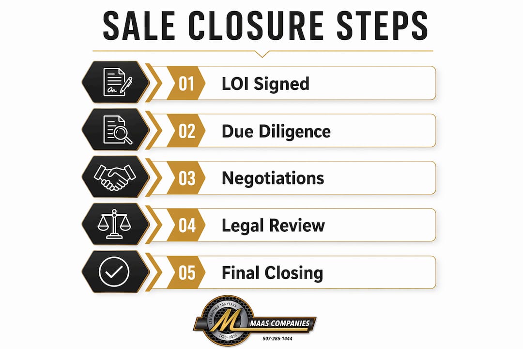 Infographic depicting five key sale closure steps