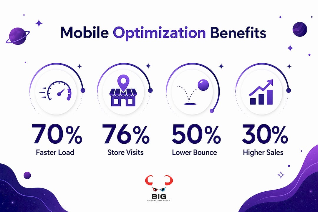 Infographic illustrating key benefits of mobile optimization
