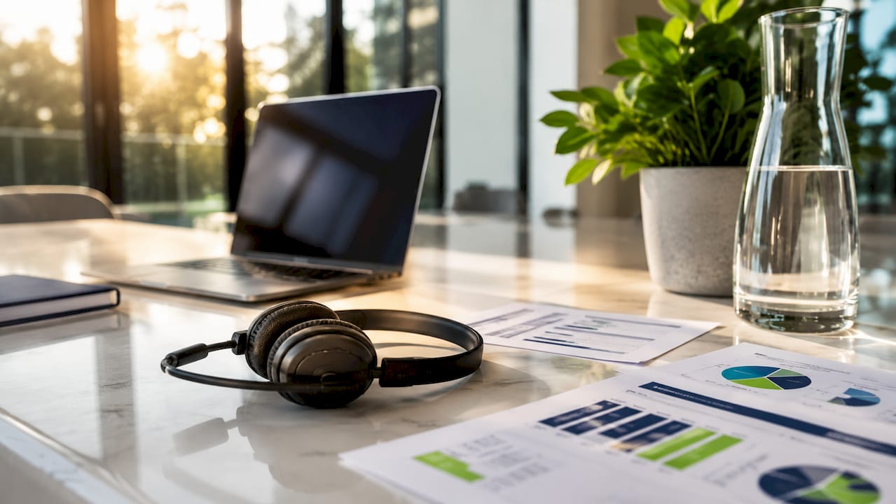Communication headset and coordination materials in office