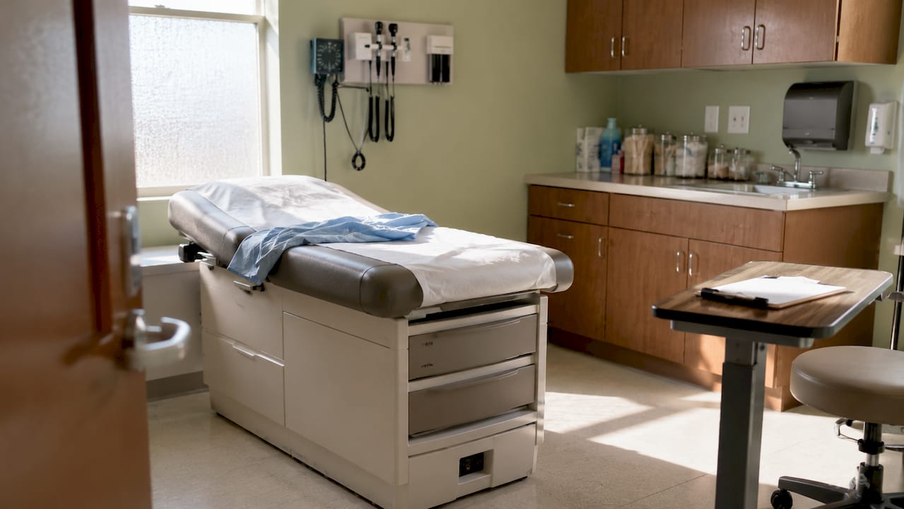 Daytime urgent care exam room interior