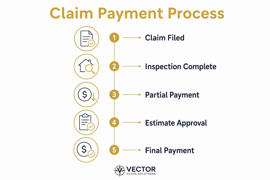 Infographic illustrating claim payment process steps