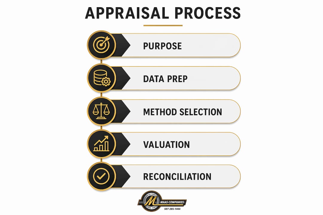 Infographic showing industrial appraisal process steps