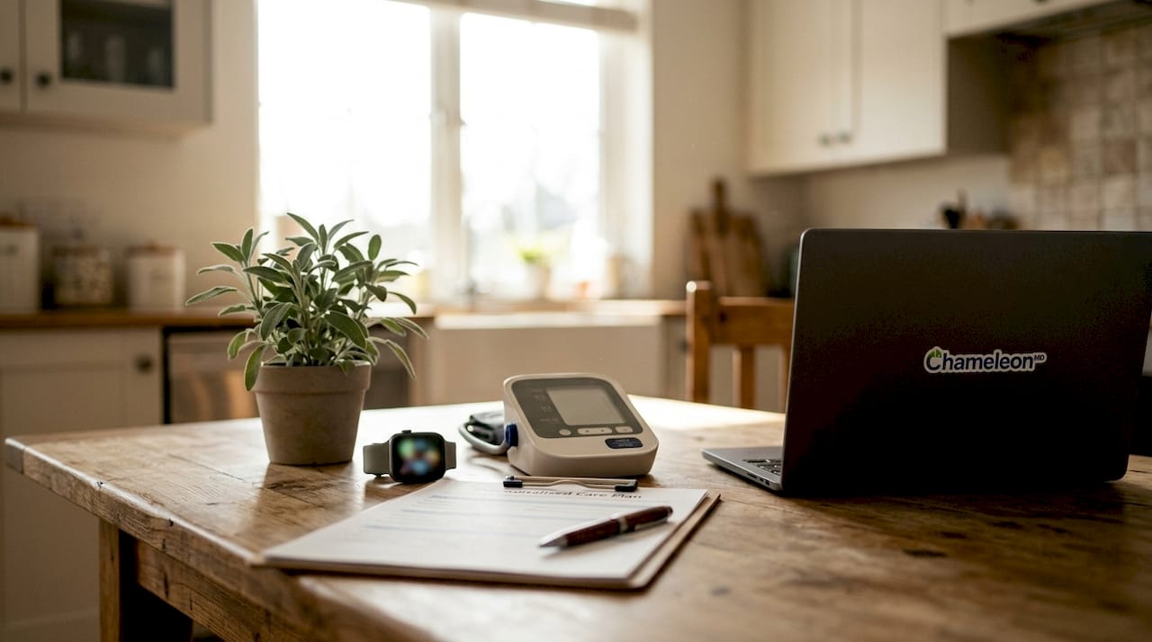 Patient-centered healthcare devices on desk