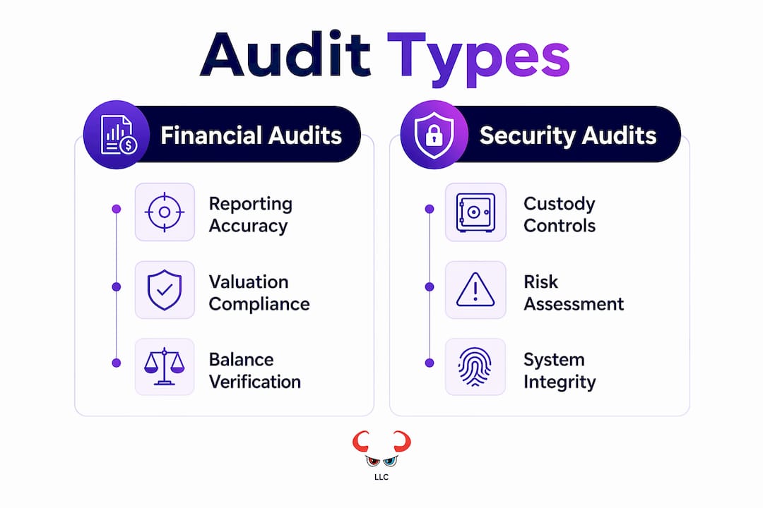 Infographic comparing financial and security digital asset audits