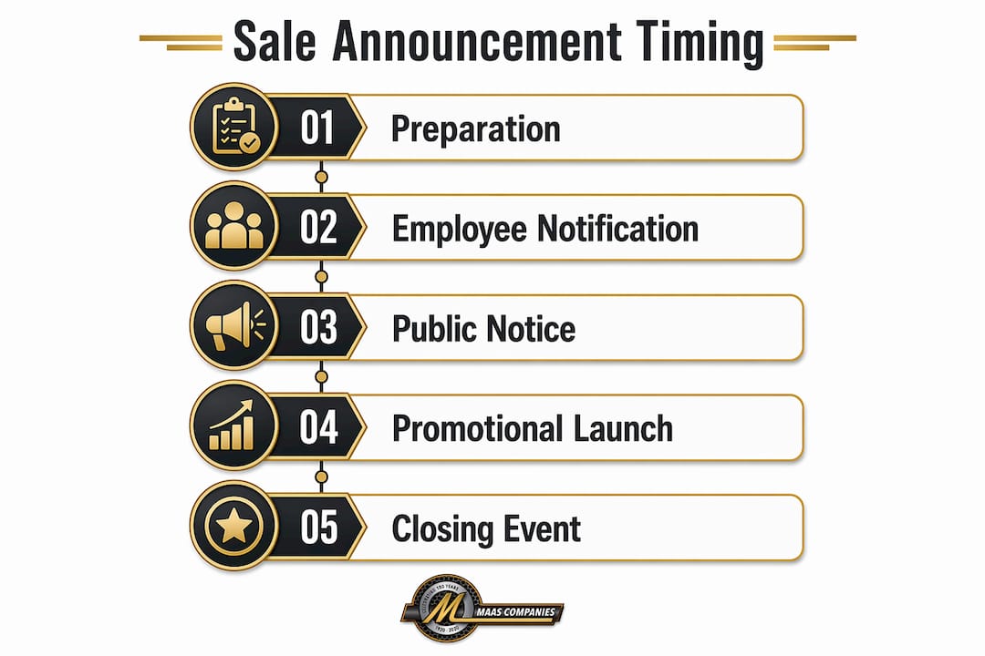 Infographic showing sale announcement timing steps