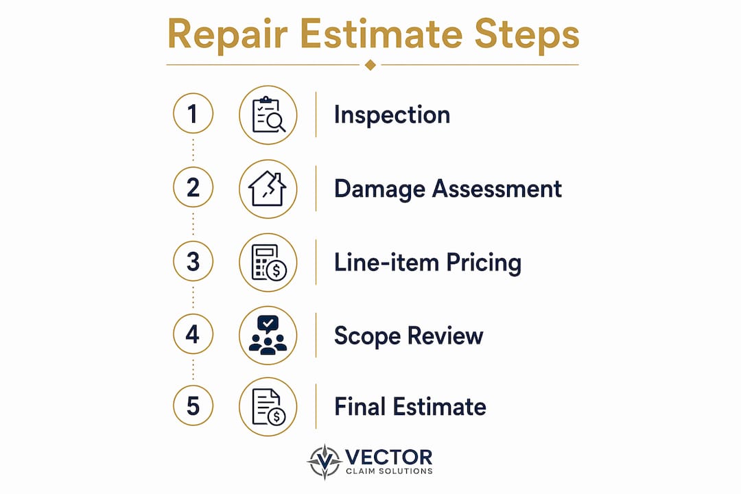 Infographic illustrating the repair estimate calculation steps