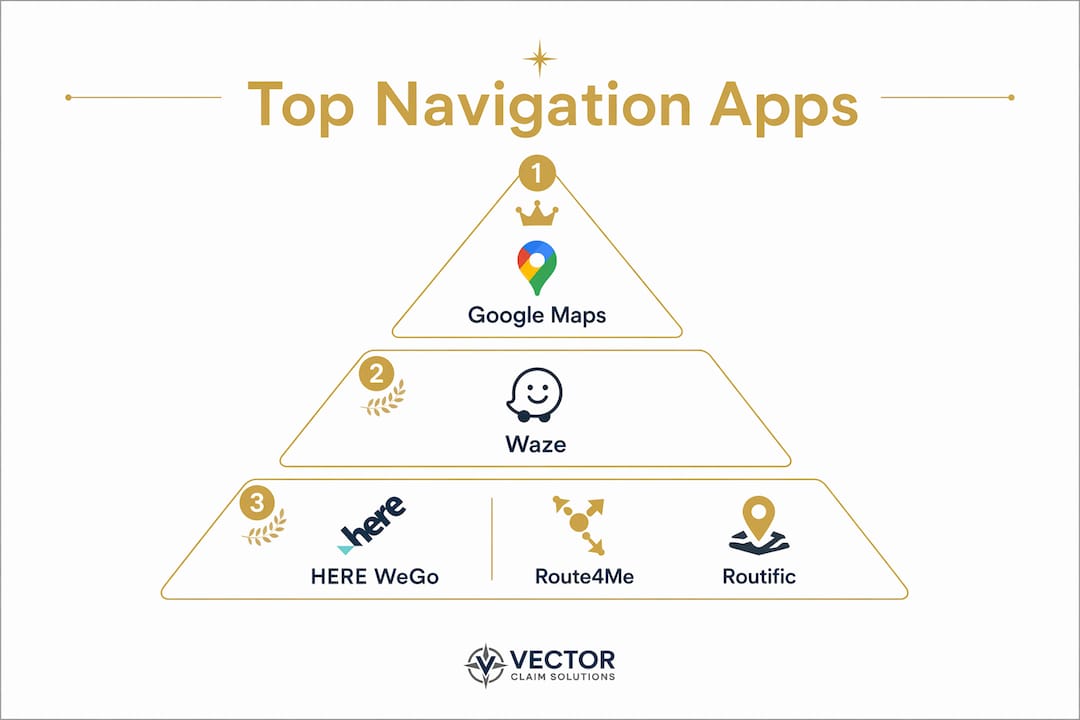 Infographic ranking top navigation apps in 2026