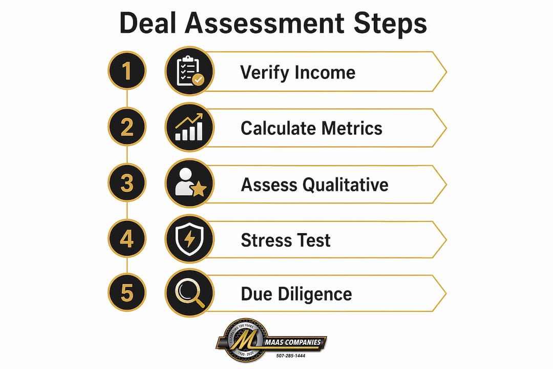 Infographic illustrating real estate deal assessment steps