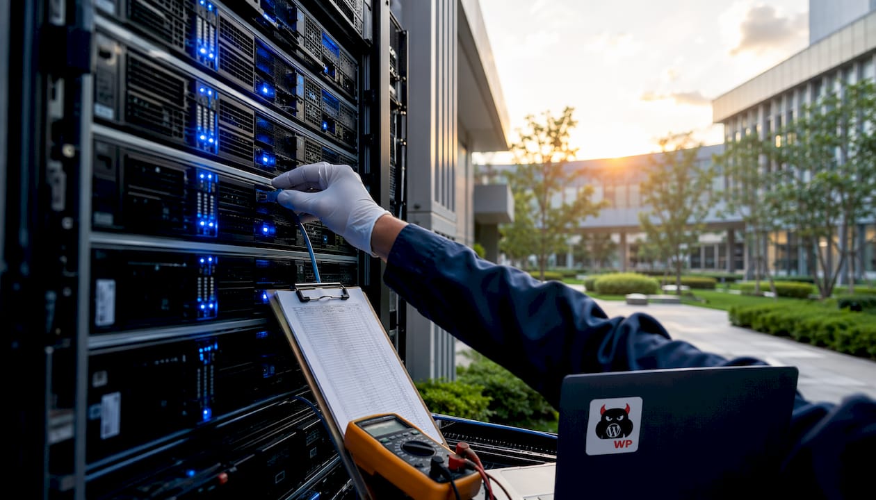 Technician hands working in server room infrastructure