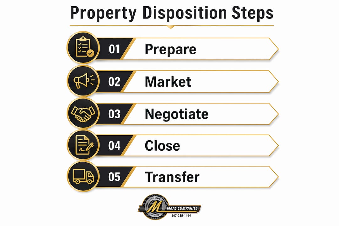 Infographic showing property disposition process steps