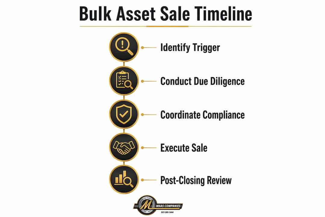 Infographic depicting bulk asset sale timeline steps