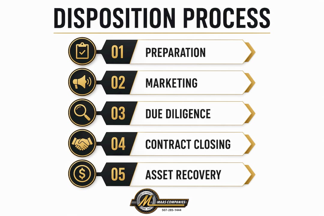 Infographic showing industrial disposition steps