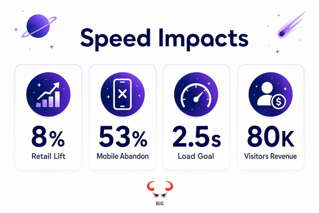 Infographic showing website speed statistics and impact