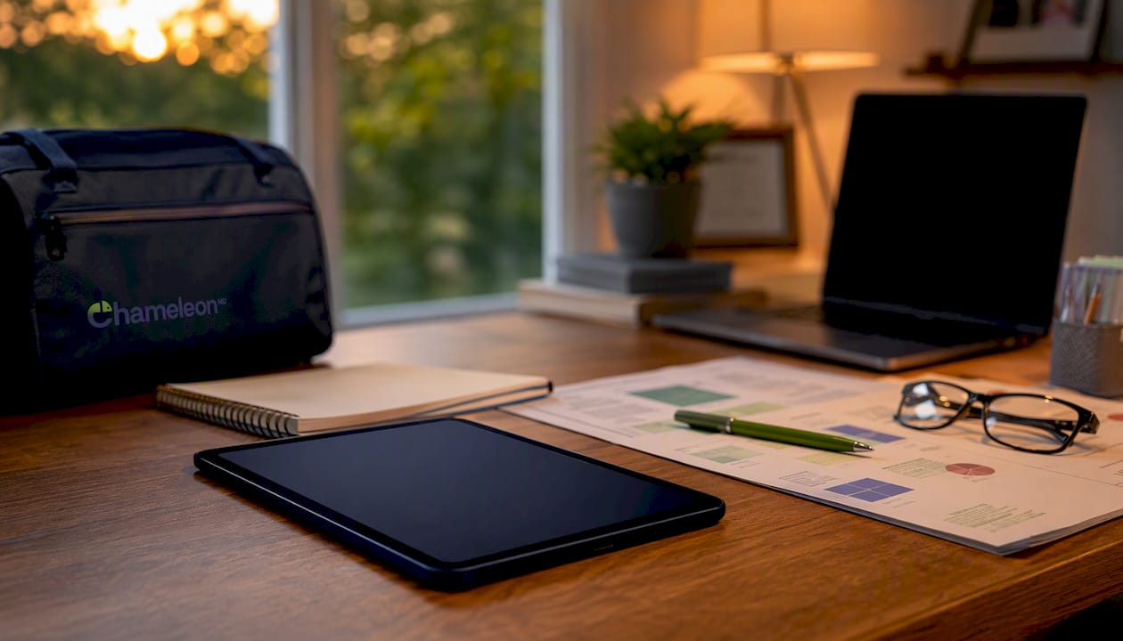 Tablet and medical papers on clinical desk