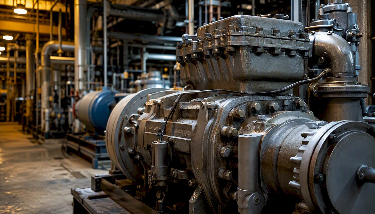Screw compressor assembly in industrial plant