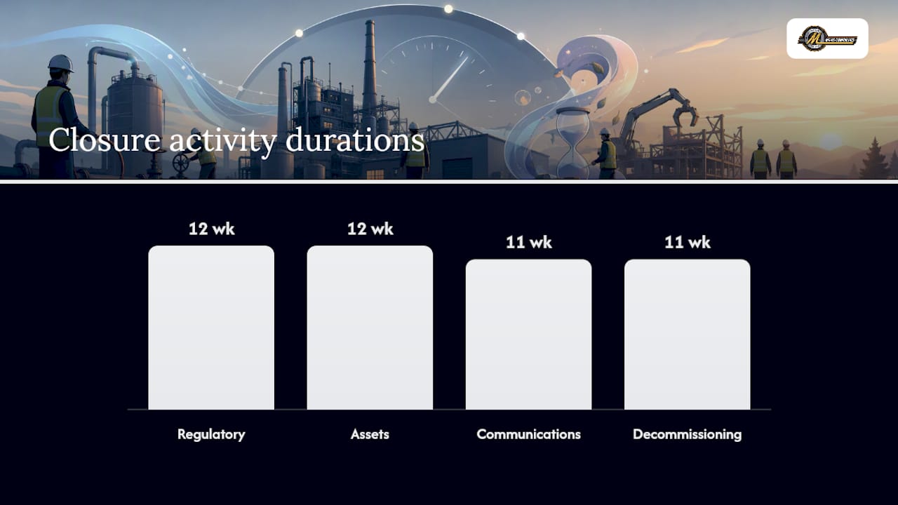 12-week facility closure phased timeline diagram