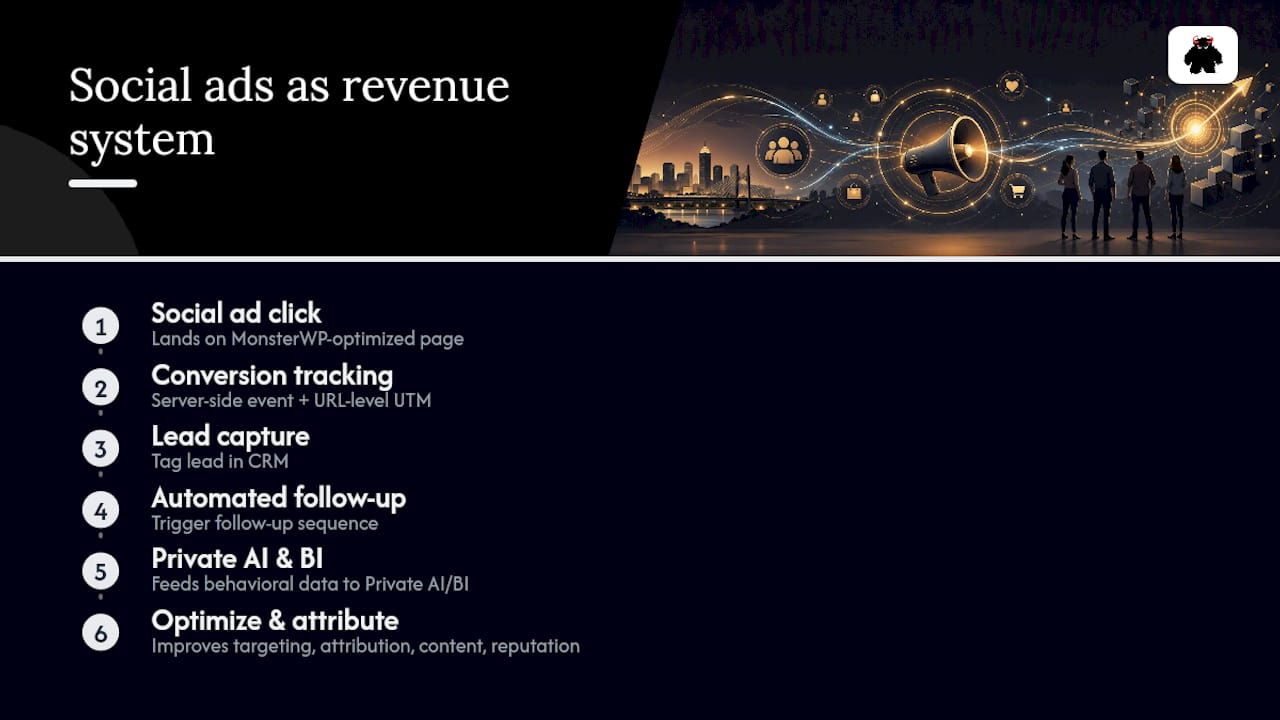 Social media is a revenue system, not a visibility activity - overview diagram