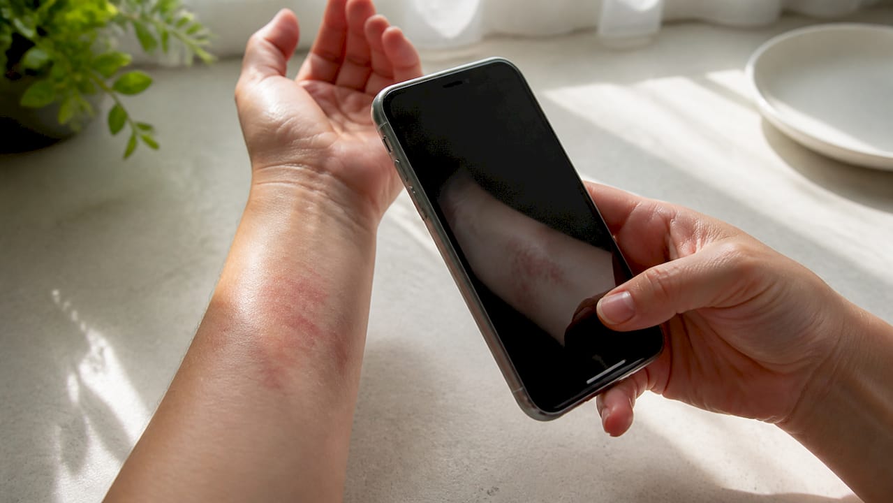 Photographing rash for telehealth visit