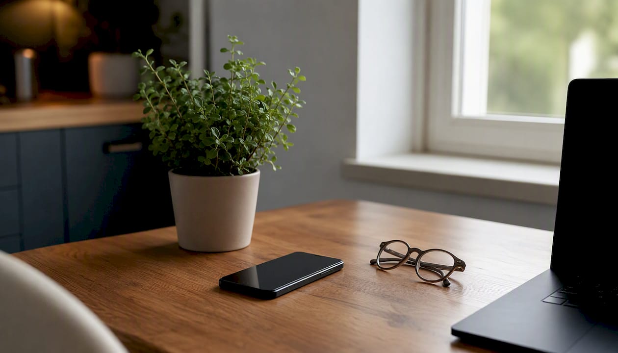 Home desk setup for telehealth visit