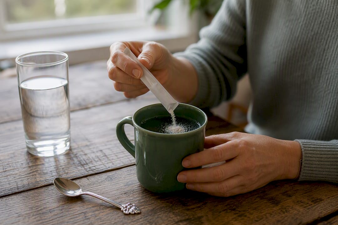 Hands mixing oral rehydration solution