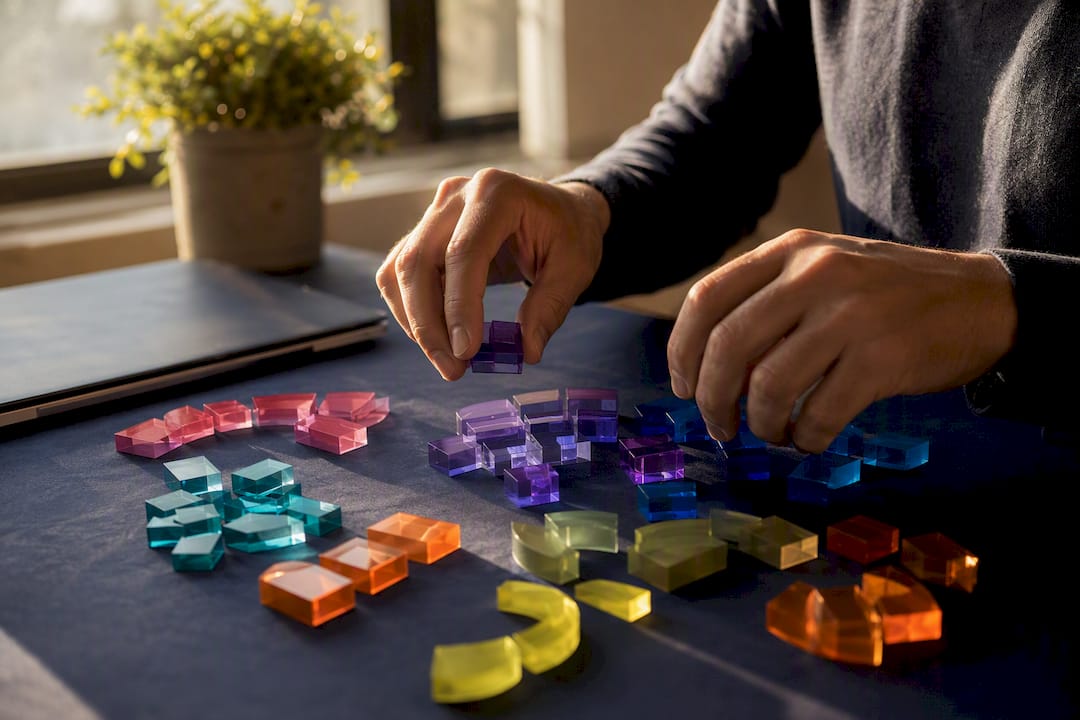 Hands segmenting recruitment audience blocks