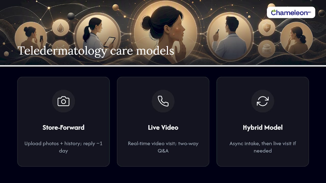 Diagram comparing teledermatology care models