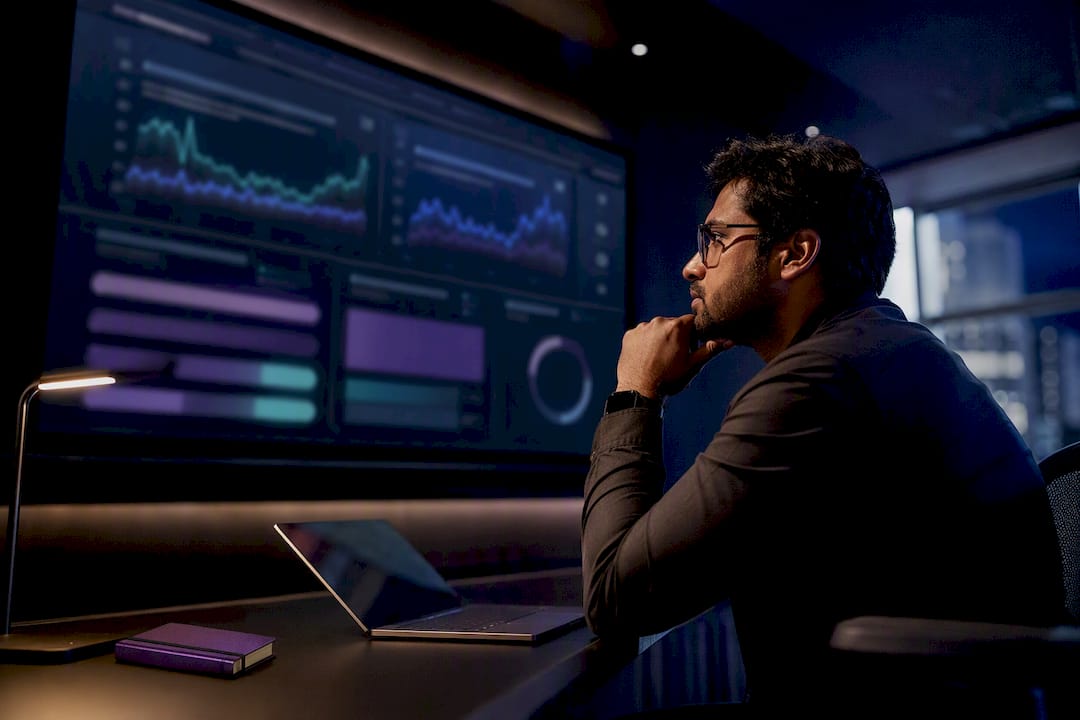 Analyst reviewing SaaS SEO performance data