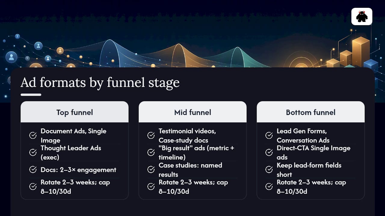 LinkedIn ad formats across funnel stages