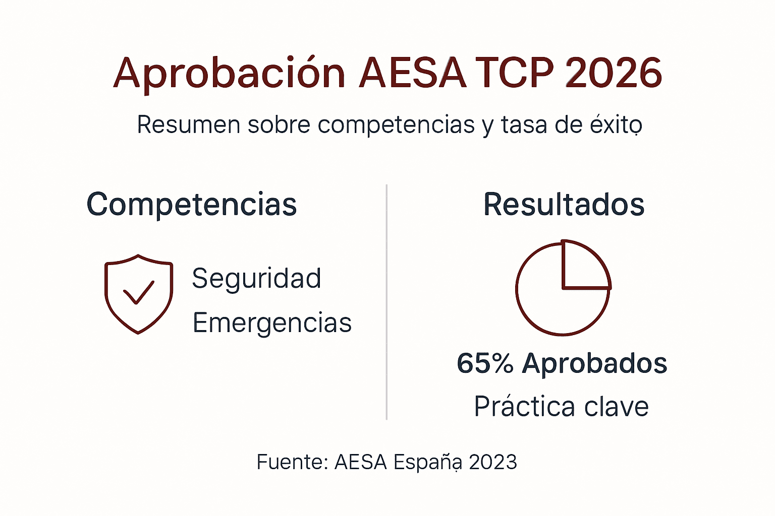 Infografía sobre el proceso de certificación y requisitos de competencias para TCP según AESA