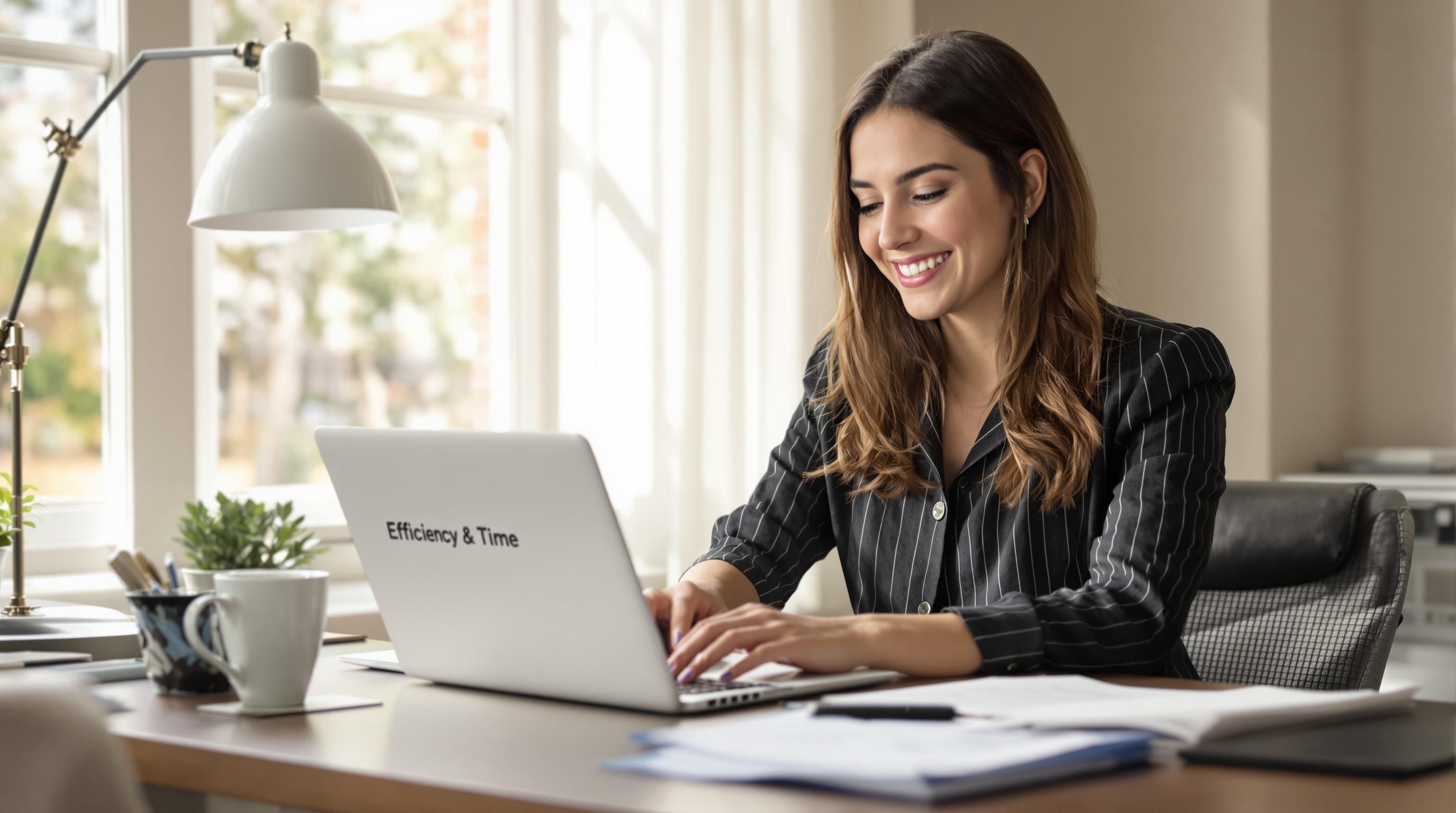 Woman using online notary platform for faster document processing